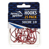 JARVIS WALKER HOOKS RED SUICIDE 25 PACK [SIZE:3/0]