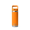 YETI RAMBLER 18OZ BOTTLE WITH STRAW CAP [COLOUR:KING CRAB ORANGE]