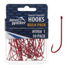 JARVIS WALKER HOOKS WORM RED LONG SHANK 50 PACK