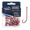 JARVIS WALKER HOOKS WORM RED LONG SHANK 50 PACK